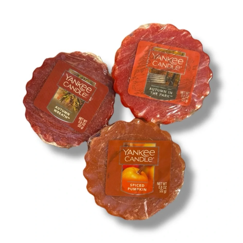 Yankee Candle Wax Potpourri Tarts 3pc Set Winter Fall Spiced Pumpkin Autumn .8oz